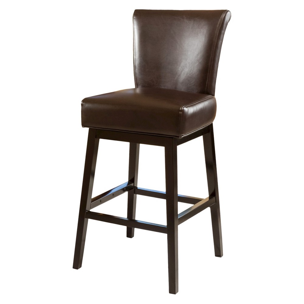 Tracy Swivel Barstool Brown - Christopher Knight Home: Upholstered, 31.25" Height, Wood Legs