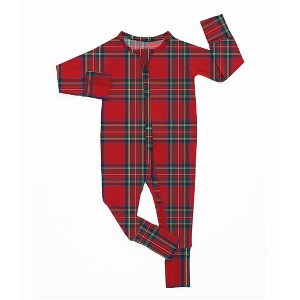 Lev Baby Baby Bamboo Convertible Zipper Romper – Plaid Print One-Piece Baby Clothes (6–12M to 18–24M) - 1 of 2
