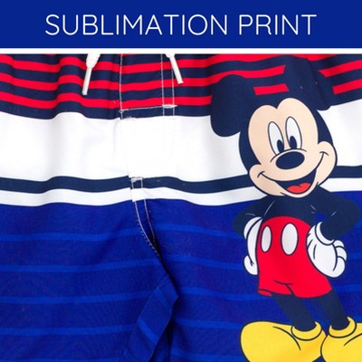 Disney Mickey Mouse Little Boys' Printed Elastic Waist Drawstring Board Shorts Navy Red 6 — фото 6