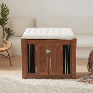 Whisen 30.25"L 2 in 1 Dog Crate with Padded Seat, End of Bed Bench Ottoman - 1 of 4