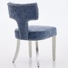 Okak Mid Century Dining Chairs Set of 2, Curved Linen Upholstered Back with Copper Nailheads, Solid Hardwood Frame Accent Chair - 3 of 4
