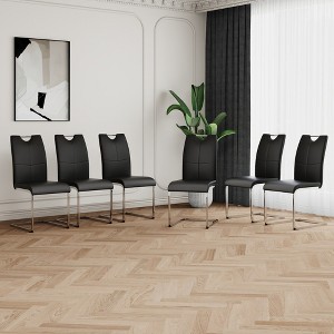 ALEXOUN Modern Dining Chairs Set of 6, PU Faux Leather High Back Upholstered Chairs, with Silver Metal Legs,for Kitchen,Living,Bedroom,Dining Room - 1 of 4