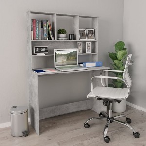 vidaXL Desk with Shelves Concrete Gray 43.3 in.x17.7 in.x61.8 in. Engineered Wood - 1 of 4