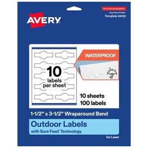 Avery Waterproof Wraparound Band Labels, 1.5" x 3.5", 100 Total - 1 of 4