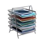 Mind Reader Network Collection Metal Mesh 5-Tier Paper Tray Desk Organizer Silver