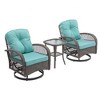 360° Swivel Rocking Chair Set with Table - 3 Piece Outdoor Rattan Patio Furniture Set, Heavy-Duty Steel Frame (Blue) - 4 of 4