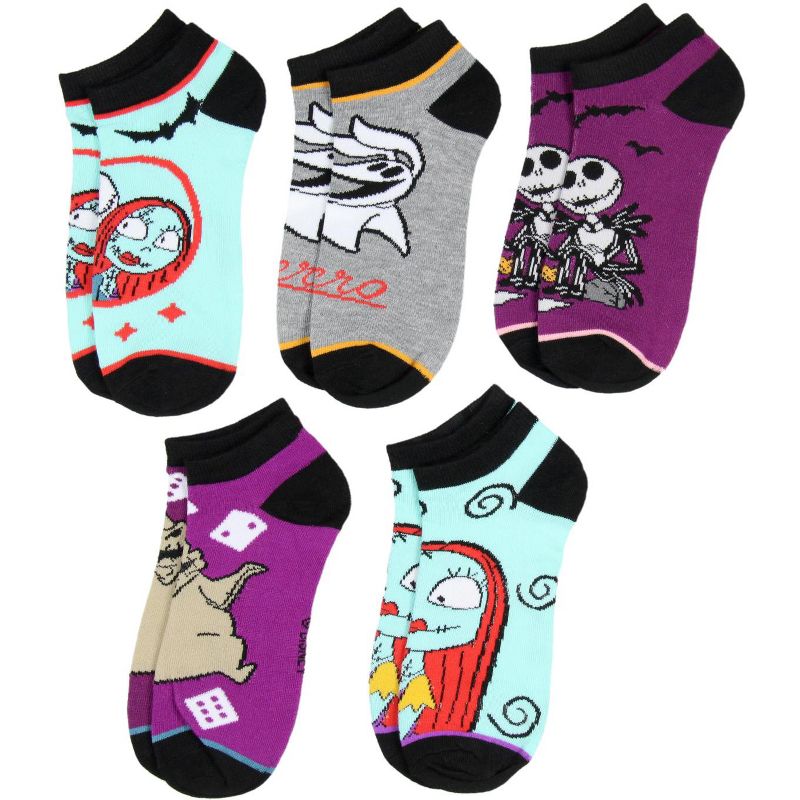 Disney Nightmare Before Christmas Jack Sally Zero Oogie Boogie Ankle Socks 5 PK Multicoloured, 1 of 7