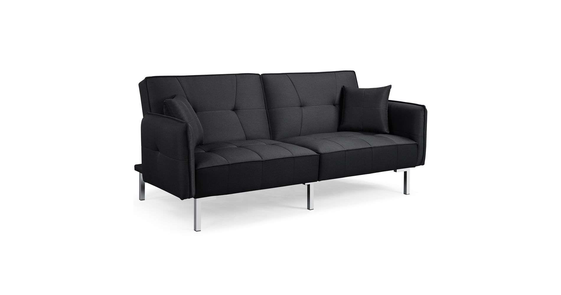 Yaheetech Fabric Futon Sofa Bed with Armrest Adjustable Backrest For Living Room