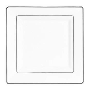 Smarty Had A Party 6.5" White with Silver Square Edge Rim Plastic Appetizer/Salad Plates (120 Plates)