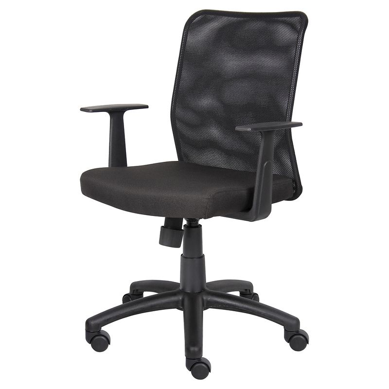 Budget Mesh Task Chair with T-Arms Black - Boss Office Products, 1 of 8