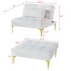 Convertible Sofa Bed Futon With Gold Metal Legs Teddy Fabric - 4 of 4