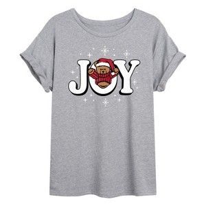 Women's - Instant Message - Joy Teddy Bear Oversized Graphic T-Shirt - 1 of 4