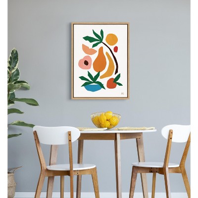Fruit Fiesta Abstract Tropical Canvas Print with Natural Frame, 18x24
