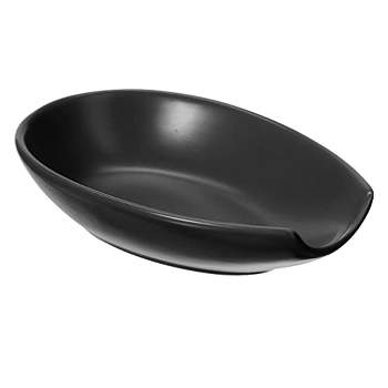 OGGI Spooner Ceramic Spoon Rest- Spoon Rest for Stove Top, Spoon Holder for Countertop, Black