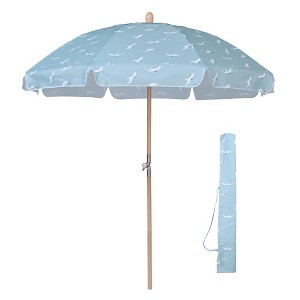 LAGarden Our Beach Portable Umbrella for Sand Beech Wood Pole Carry Bag - 1 of 4