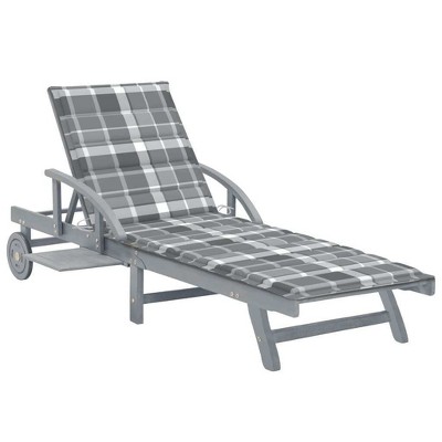 vidaXL Patio Sun Lounger with Cushion Solid Wood Acacia