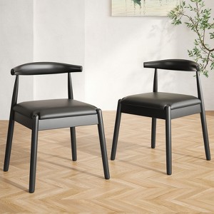 Grungis Dining Chairs with Faux Leather Seat,Mid Century Modern Dining Table Chairs with Solid Wood Legs,Set of 2 - 1 of 4
