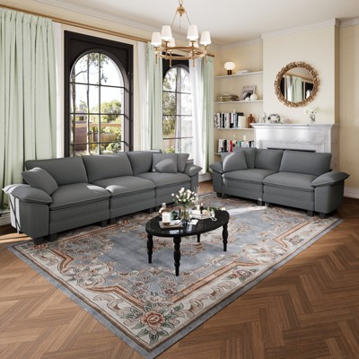 Captiva Designs 2-Piece Cloud Modular Sectional Sofa Set, 5-Seater Couch for Living Room
