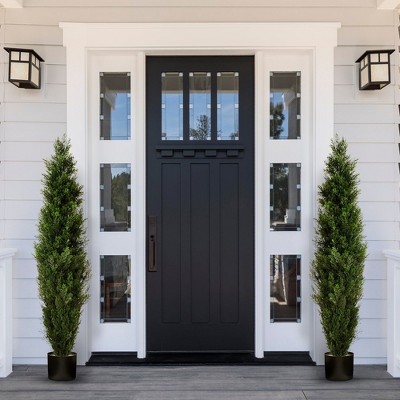 Forever Leaf 60" Cedar Boxwood in Black Pot (2 Pack), Indoor Artificial Plant for Home Decor