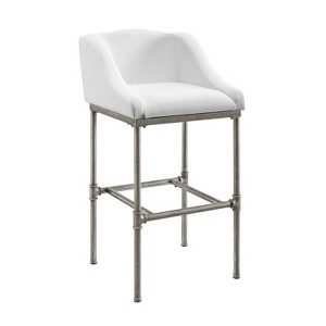 Dillon Metal Barstool Textured Silver/White: Stain Resistant Upholstery - Hillsdale Furniture - 1 of 4