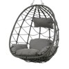 GlasFlength Patio Seating Sets Steel，Garden，Balcony and Outdoor Hanging Egg Chair With Iron Frame, Grey, 39.3"*37"*74.8" - 4 of 4