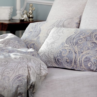 Togas Antique Grey/Sky Blue Flat Sheet Queen