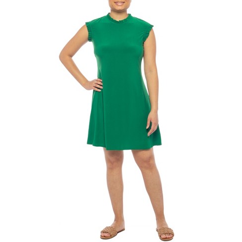 Tiana B. Solid Jersey Ruffled Dress Green Xs Target