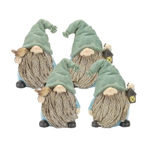 Stone Garden Gnome Figurines – 6.25"H Set with Bird & Lantern Accents (Set of 4) By Melrose - 1 of 4
