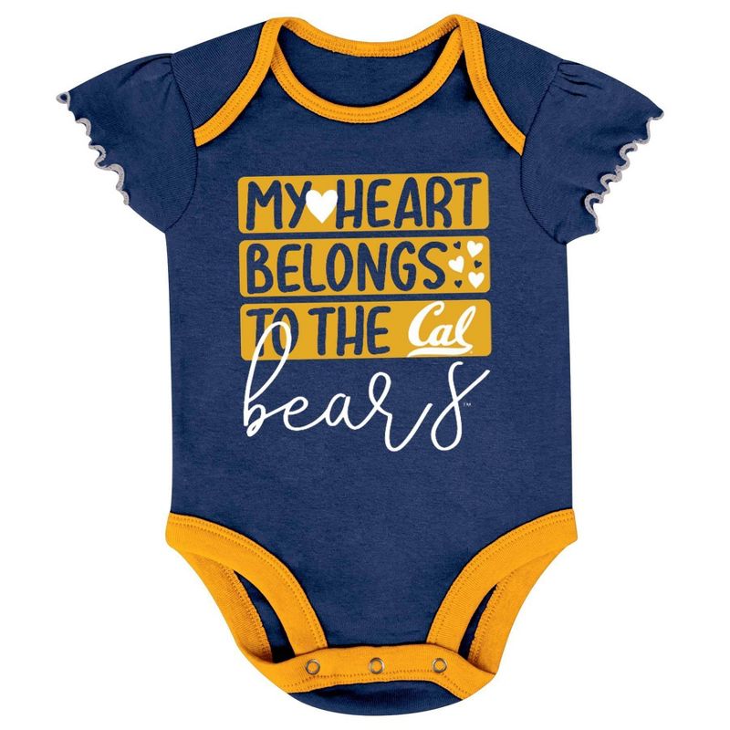 NCAA Cal Golden Bears Infant Girls&#39; 3pk Bodysuit Set, 2 of 5