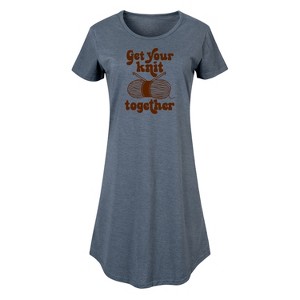 Women's - Instant Message - Get Your Knit Together Graphic T-shirt Dress - 1 of 4