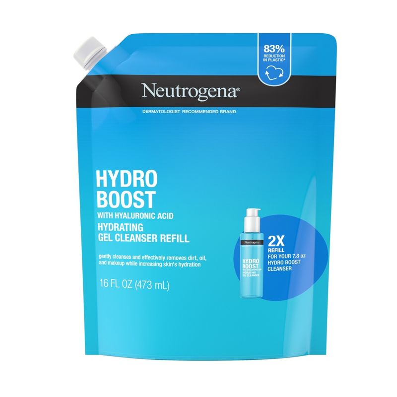 Neutrogena Hydro Boost Lightweight Hydrating Facial Cleansing Gel with Hyaluronic Acid - Refill Pouch - Scented -16 fl oz, 4 of 8