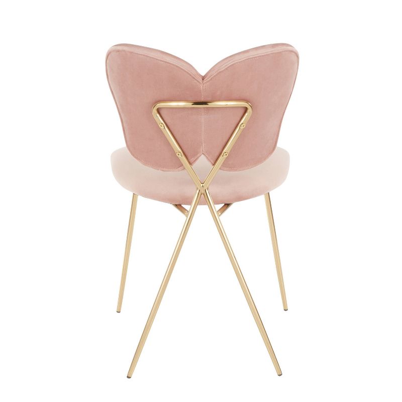 Set of 2 Madeline Contemporary and Glam Chairs Gold/Blush Pink Velvet - LumiSource, 6 of 13