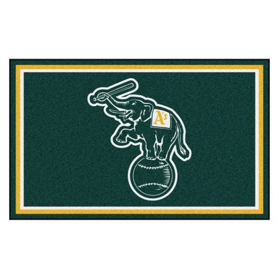 MLB Oakland Athletics 4'x6' Elephant Logo Plush Area Rug - Green