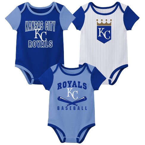 MLB Kansas City Royals Infant Boys' White Pinstripe 3pk Bodysuits - 0-3M