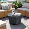 UPHA 35-Inch Hexagon Outdoor Coffee Table – Magnesium Oxide Coffee Table for Patio, Backyard & Garden - 3 of 4