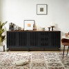 Modern Cabinet with Slatted Grille Doors, MDF & Metal Legs, 2 Shelves Storage Sideboard for Living Room, Dining Room - 4 of 4