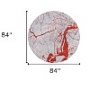 HomeRoots 8' Red and White Round Abstract Non Skid Area Rug - 3 of 4