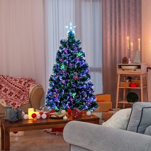 Angel Sar 6FT Fiber Optic Christmas Tree, Star Top with 230 PVC Branches, Pre-Lit Green Tree for Holiday Home Decor - 1 of 4