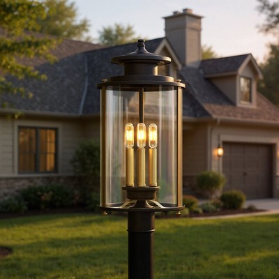 Urban Ambiance Luxury Rustic Outdoor Post/Pier Light,  22.63"H x 9.88"W,  Olde Bronze Finish, UHP1122