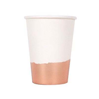 10ct Disposable Paper Cups White/Rose Gold - Spritz™