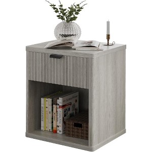 Vipbear side table with grooved drawers, large modern medium-density solid wood storage cabinet, suitable for living room and bedroom - 1 of 4