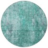 Teal Blue Green And Gray Abstract Washable Indoor Outdoor Area Rug - 4 of 4