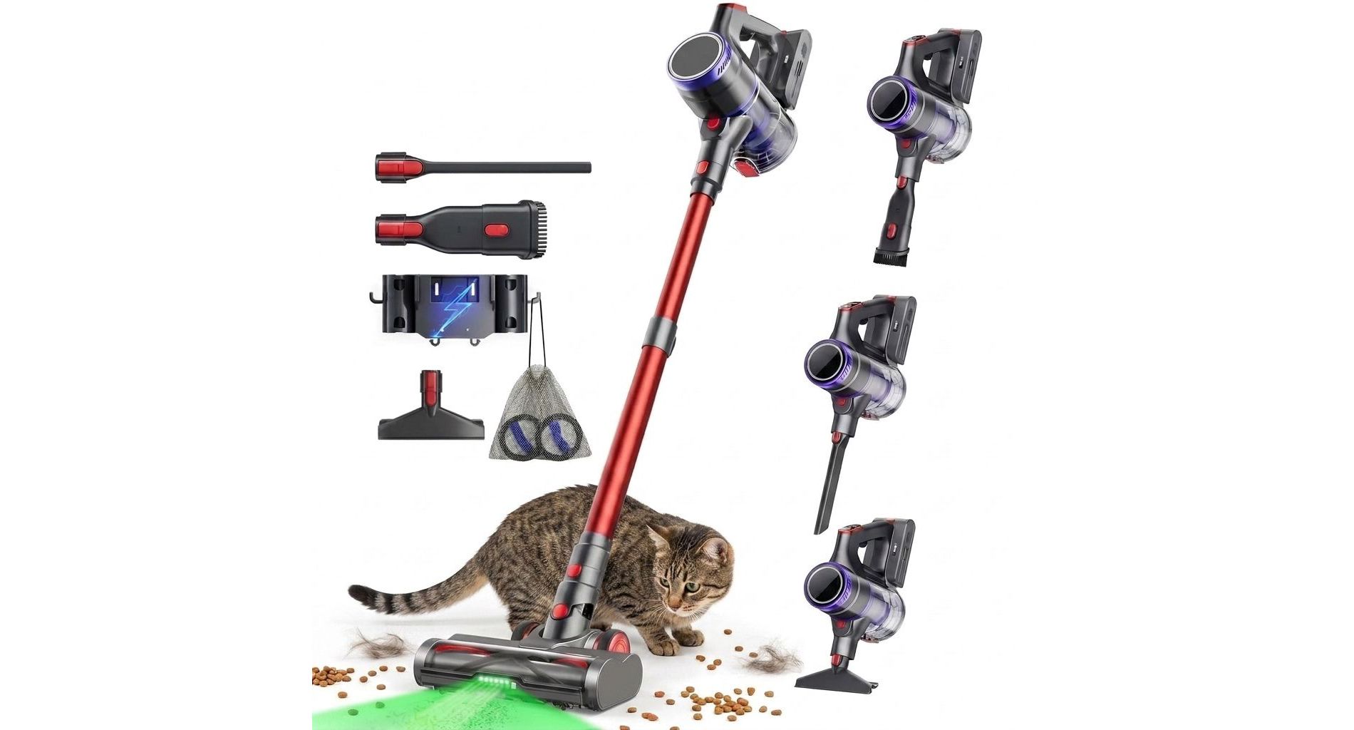 Cordless Vacuum Cleaner 600W/55Kpa Vacuum Cleaners for Home, Stick Vacuum with Self-Standing Lightweight Vacuum for Pet Hair, Carpets, Hard Floors