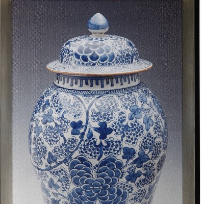 Set of 2 Blue and White Ginger Jar Framed Canvas Art