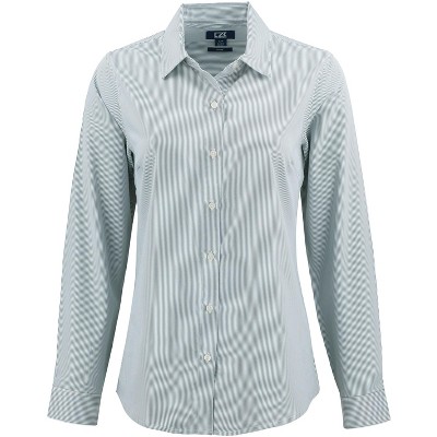 Cutter & Buck Skyline Epic Confidence Recycled Pinstripe Womens Long Sleeve Dress Shirt