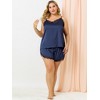 Women's Plus Size 2 Piece Lace Panel Elastic Waist Sleeveless Pajama Sets - Agnes Orinda - 3 of 4