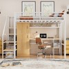 Twin Size Metal Loft Bed with Desk, Wardrobe, Storage Staircase & Shelves, Space-Saving Gaming Bed Frame - ModernLuxe - 2 of 4