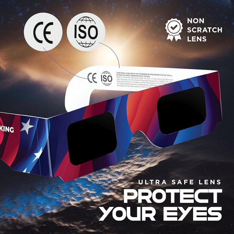Solar Eclipse Glasses 2 pack - 2024 CE and ISO Certified 2024 American Design Safe Shades for Direct Sun Viewing - MedicalKingUsa, 3 of 8