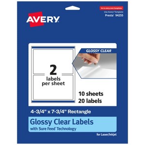 Avery Glossy Clear Rectangle Labels with Sure Feed, 4.75" x 7.75" - 1 of 4