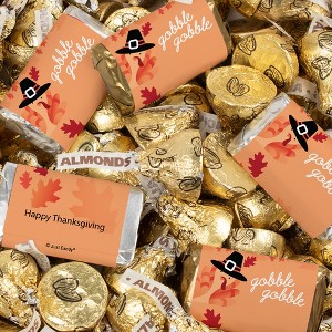128 Pcs Thanksgiving Candy Party Favors Hershey's Miniatures and Almond Kisses Chocolate (1.58 lbs) - Turkey - 1 of 4